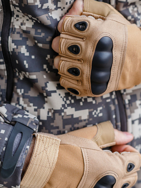 Тактичні перчатки, рукавички армійські без пальців (койот) ON-011 - изображение 2