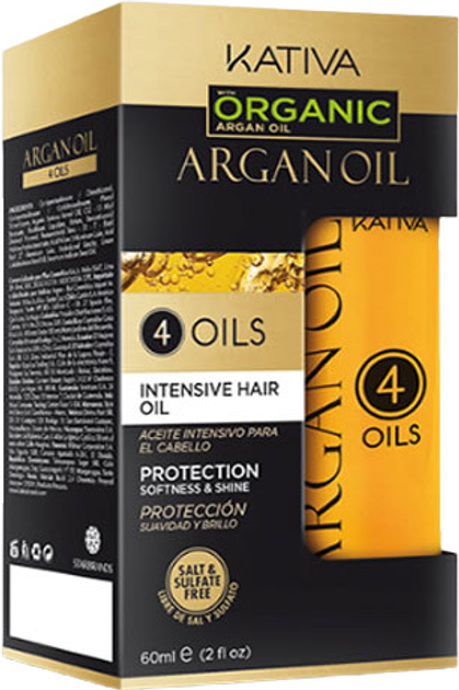 Olejek do włosów Kativa Argan Oil 4 Oils Intense Hair Oil 60 ml (7750075021624) - obraz 1