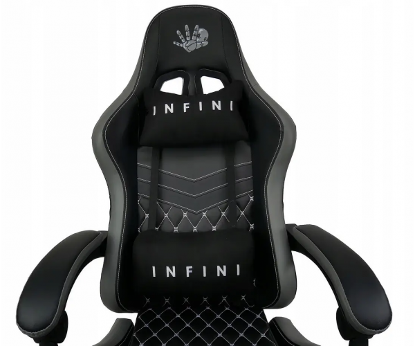Ігрове крісло для геймерів та роботи Infini F146 Чорно-сірий геймерське крісло - изображение 2