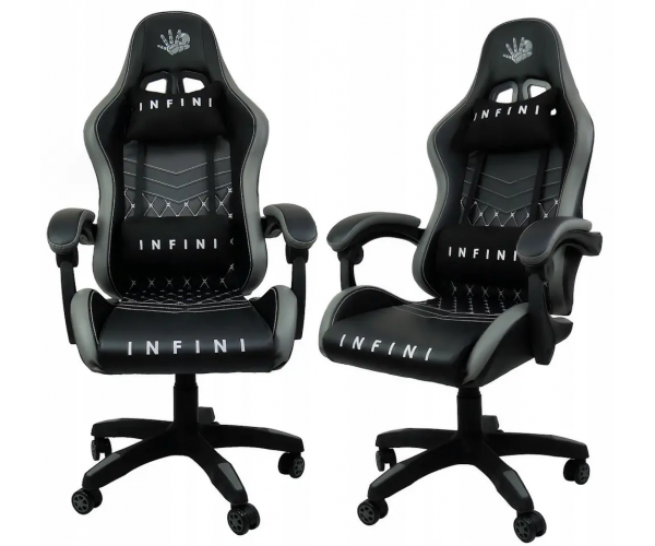 Ігрове крісло для геймерів та роботи Infini F146 Чорно-сірий геймерське крісло - изображение 6