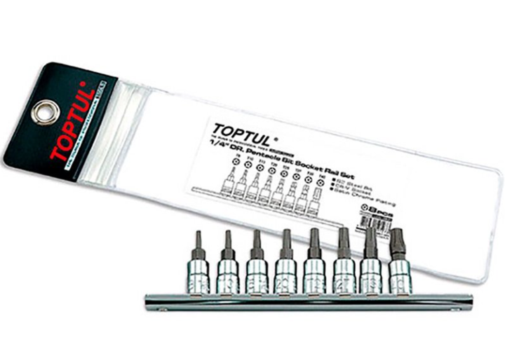 Набор бит пятигранных 1/4" TORX T8-T40 с отверстием 8ед. TOPTUL GAAG0805 - Фото 1 Набор бит пятигранных 1/4" TORX T8-T40 с отверстием 8ед. TOPTUL GAAG0805 - изображение 1