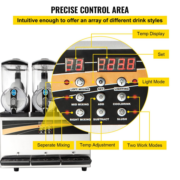 Гранітор Vevor Slush Ice Machine 3x15L - изображение 3