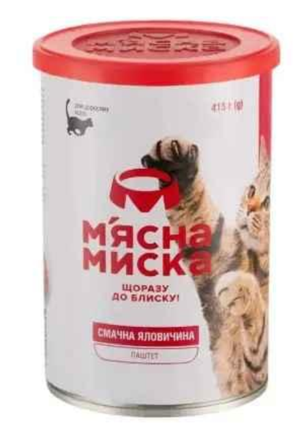 Шматочки М'ясна Миска в соусі з яловичиною для дорослих котів 415г от ...