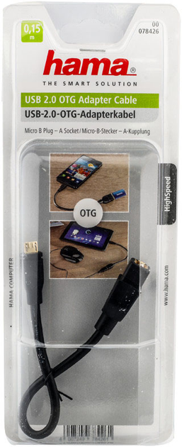 Адаптер Hama micro-USB - USB Type-A Black (4007249784261) - зображення 2