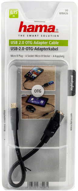 Adapter Hama micro-USB - USB Type-A Black (4007249784261) - obraz 2