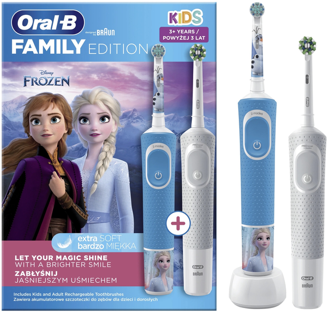 Zestaw elektrycznych szczoteczek do zębów Oral-b Braun Vitality Kids 3+ Frozen + Vitality Pro Grey (4210201431152) - obraz 1