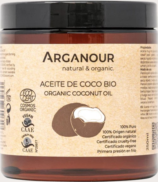 Olej kokosowy do włosów i ciała Arganour Organic Coconut Oil 250 ml (8435438600317) - obraz 1