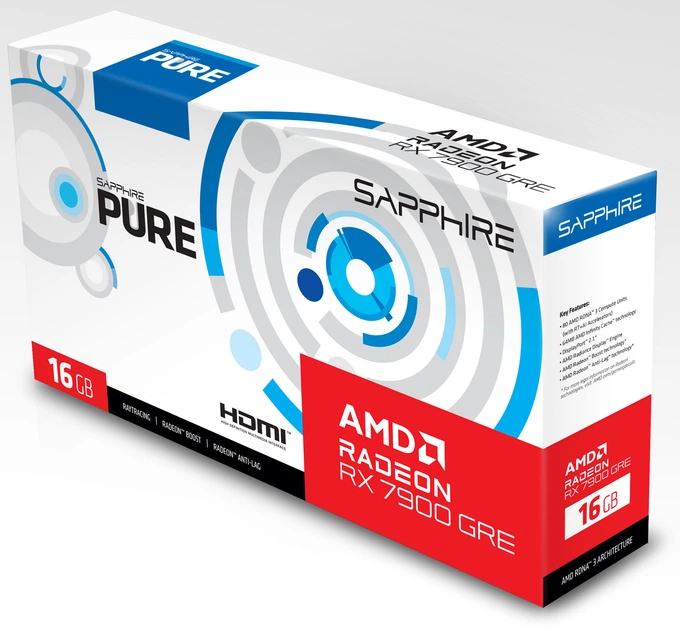 Видеокарта Sapphire PCI-Ex Radeon RX 7900 GRE PURE 16GB GDDR6