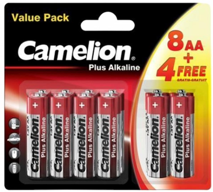 Alkaliczne baterie Camelion Plus Mignon AA LR6 8 + 4 szt (11084006) - obraz 1