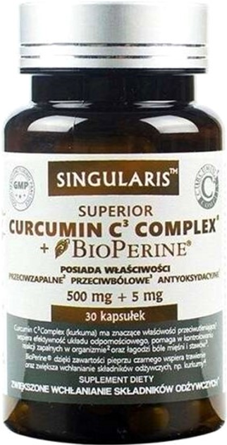 Suplement diety Singularis Superior Curcumin C3 Complex + Bioperine 30 caps (5903263262367) - obraz 1