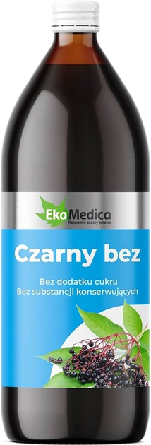 Zagęszczony sok EkaMedica 100% Natural Czarny Bez 1000 ml (5904213000930) - obraz 1