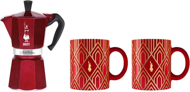 Гейзерная кофеварка Bialetti Moka Express Red 250 мл + Кружка 330 мл 2 ...