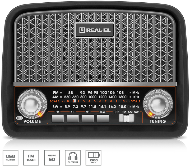Портативный радиоприёмник Real-El X-520 Черный (EL121800006) - изображение 2