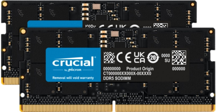 Оперативная память Crucial SODIMM DDR5-5600 32768MB PC5-44800 (Kit of 2x16384) Black (CT2K16G56C46S5) - изображение 1