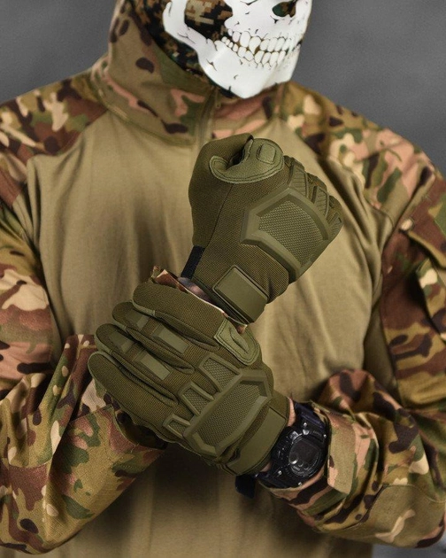 Армейские штурмовые полнопалые перчатки L олива (13426) - изображение 2