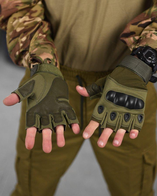 Тактические беспалые перчатки 2XL олива (11136) - изображение 2