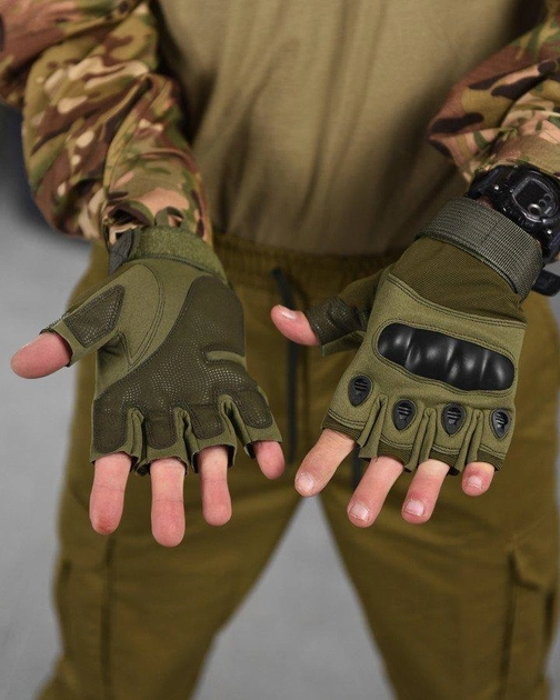 Тактические беспалые перчатки XL олива (11136) - изображение 2