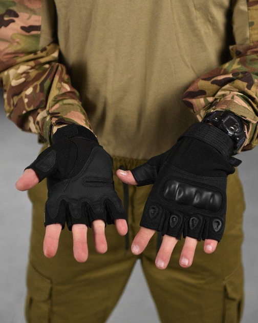 Тактические беспалые перчатки M черные (10953) - изображение 1
