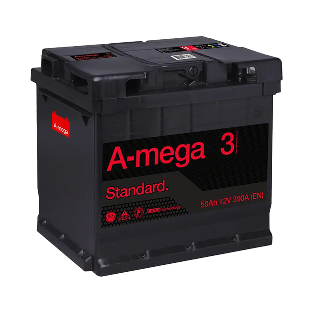 Аккумулятор авто Мегатекс A-mega Standard (М3) 6СТ-50-АЗ (лев) ТХП 390 - изображение 1