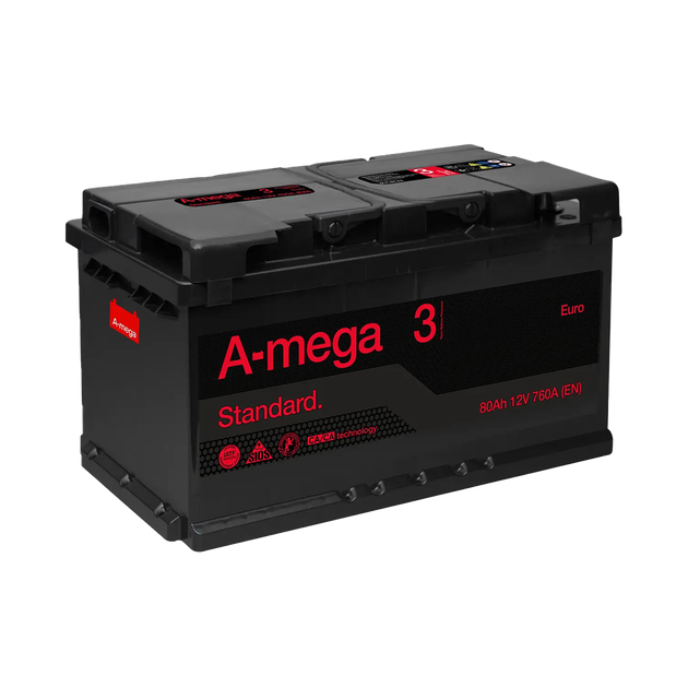 Аккумулятор авто Мегатекс A-mega Standard (М3) 6СТ-80-АЗ (прав) euro ТХП 760 - изображение 1