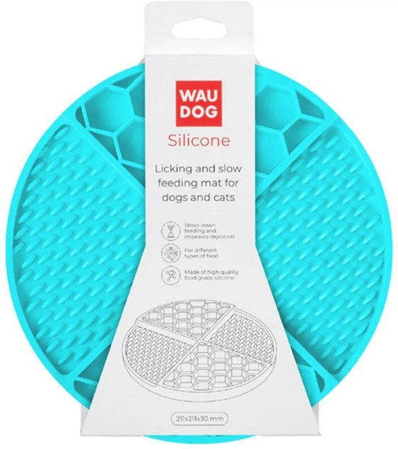 Коврик для слизывания и медленного питания WAUDOG Silicone 211х211х30 мм Голубой (4823089367033) - Фото 4 Коврик для слизывания и медленного питания WAUDOG Silicone 211х211х30 мм Голубой (4823089367033) - изображение 4