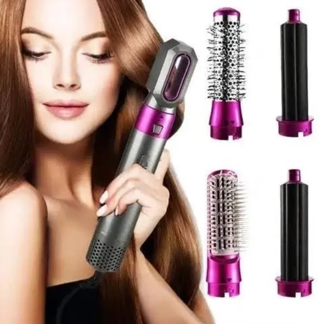 Стайлер для волос 5 в 1 Hair Brush 9234, розовый - изображение 4