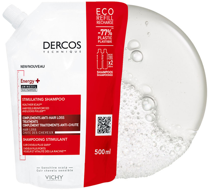 Шампунь Vichy Dercos Energy+ Stimulating Shampoo Refil 500 мл (3337875828277) - зображення 2