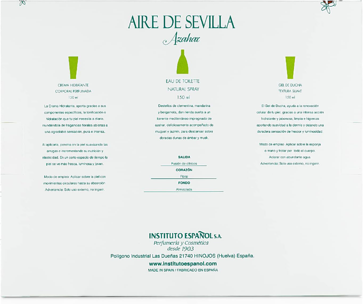 Набір для жінок Instituto Espanol Aire De Sevilla Azahar Туалетна вода 150 мл + Крем для тіла 150 мл + Гель для душу 100 мл (8411047151617) - зображення 2