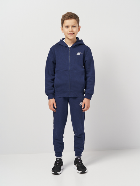 Подростковый теплый спортивный костюм (толстовка + штаны) для мальчика Nike K Nsw Club Flc Fz Tracksuit FD3114-410 158-170 см Midnight Navy/White (0196607054062) 