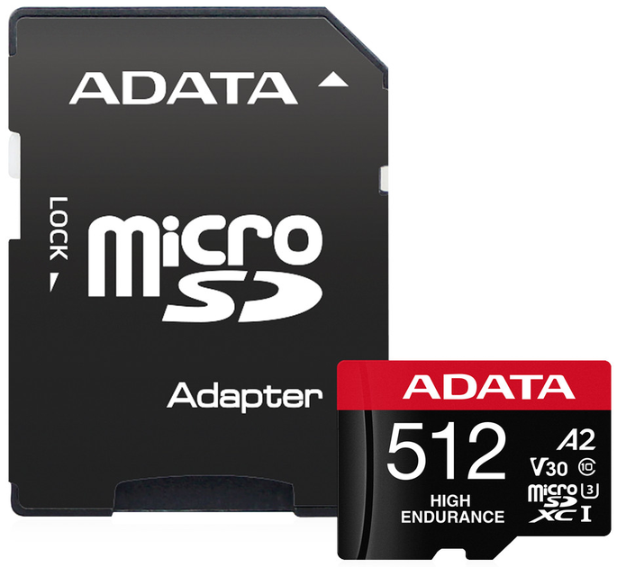 Карта пам'яті ADATA High Endurance MicroSDXC UHS-I 512GB (AUSDX512GUI3V30SHA2-RA1) - зображення 2