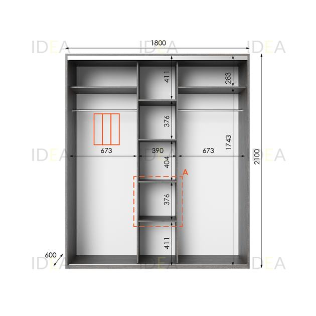 Шафа-купе IDEA серія 6 180 x 60 x 210 см Венге темний - Фото 2 Шафа-купе IDEA серія 6 180 x 60 x 210 см Венге темний - изображение 2