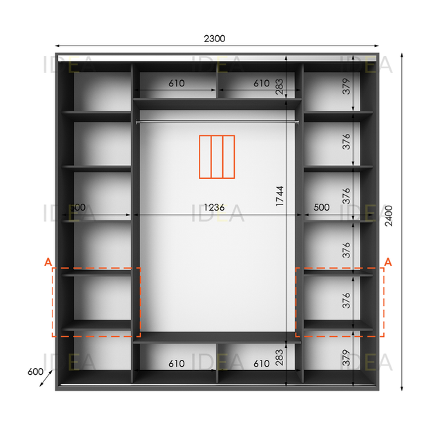 Шафа-купе IDEA серія 4 230 x 60 x 240 см Антрацит - изображение 2