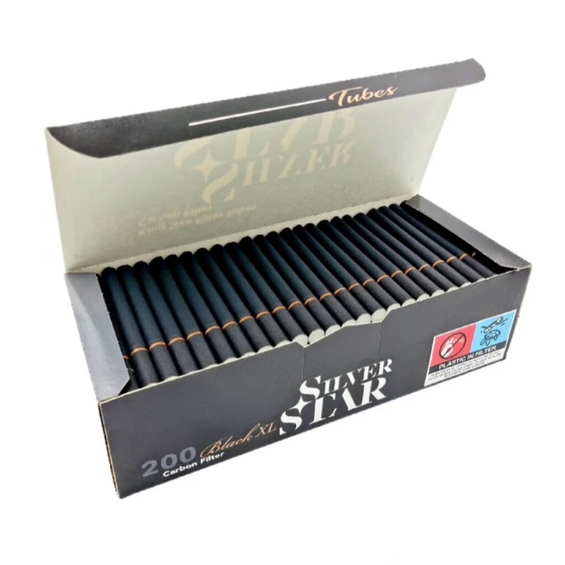 Гільзі для цигарок Silver Star Carbon Black Tube X-Long 24мм 200шт