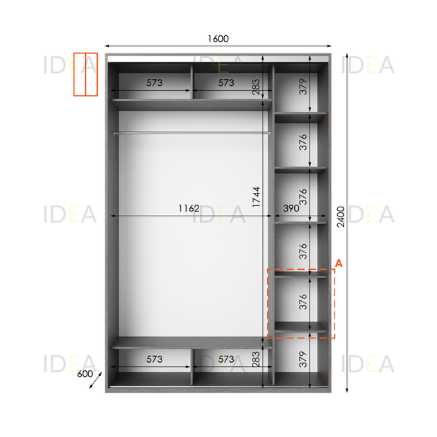 Шафа-купе IDEA серія 1 160 x 60 x 240 см Венге темний - изображение 2