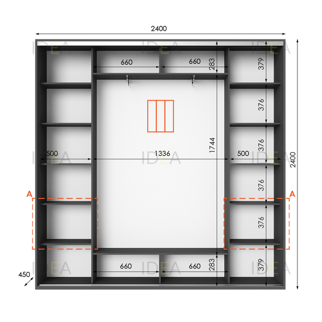 Шафа-купе IDEA серія 4 240 x 45 x 240 см Антрацит - Фото 2 Шафа-купе IDEA серія 4 240 x 45 x 240 см Антрацит - изображение 2