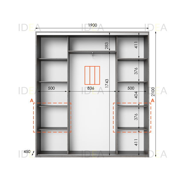 Шафа-купе IDEA серія 7 190 x 45 x 210 см Венге темний - изображение 2