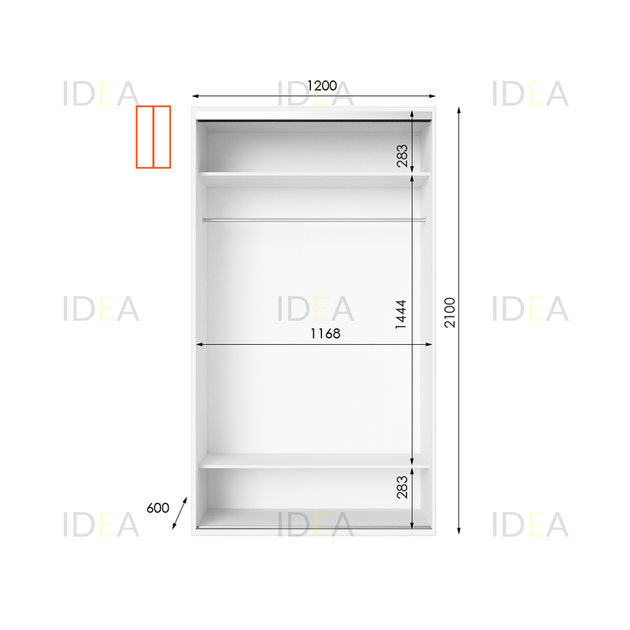 Шафа-купе IDEA серія 9 120 x 60 x 210 см Білий - Фото 2 Шафа-купе IDEA серія 9 120 x 60 x 210 см Білий - изображение 2