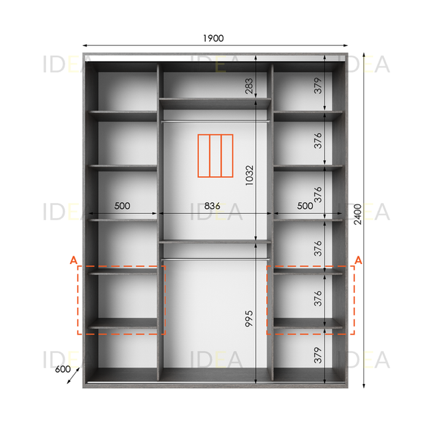 Шафа-купе IDEA серія 3 190 x 60 x 240 см Венге темний - изображение 2