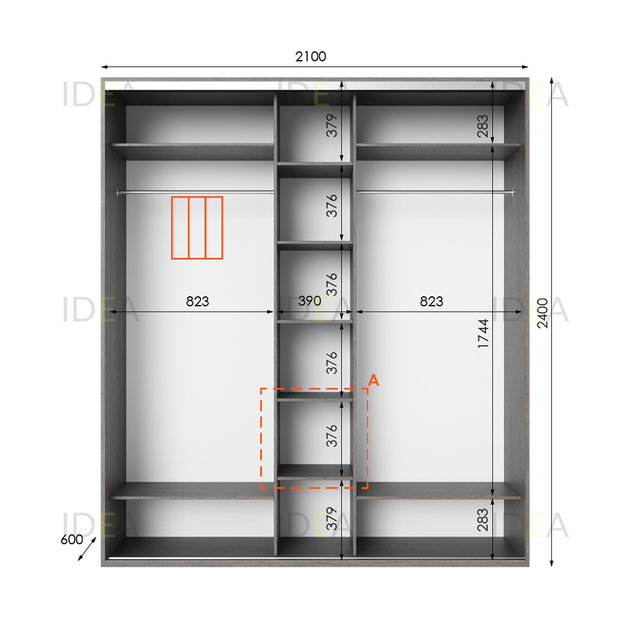 Шафа-купе IDEA серія 2 210 x 60 x 240 см Венге темний - Фото 2 Шафа-купе IDEA серія 2 210 x 60 x 240 см Венге темний - изображение 2