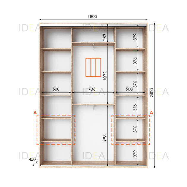 Шафа-купе IDEA серія 3 180 x 45 x 240 см Дуб сонома - Фото 2 Шафа-купе IDEA серія 3 180 x 45 x 240 см Дуб сонома - изображение 2