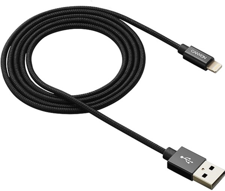 Kabel Canyon Lightning — USB MFI 0.96 m Black (CNS-MFIC3B) - obraz 1