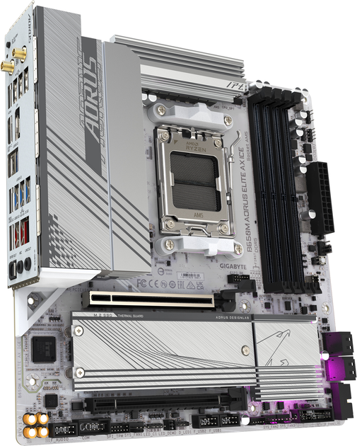 Материнська плата Gigabyte B650M Aorus Elite AX Ice (sAM5, AMD B650, PCI-Ex16) (B650M A ELITE AX ICE) - зображення 2
