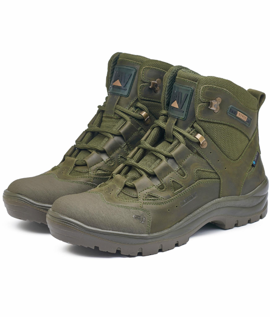 Берці літні тактичні черевики PAV 501 олива хакі шкіряні сітка Fee Air 40 - зображення 1