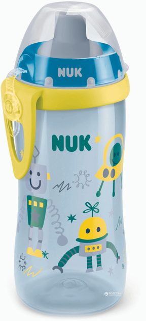 Поїльник Nuk First Choice Flexi Cup із силіконовою трубочкою 300 мл Бірюзовий з жовтим (4008600400448) - зображення 1