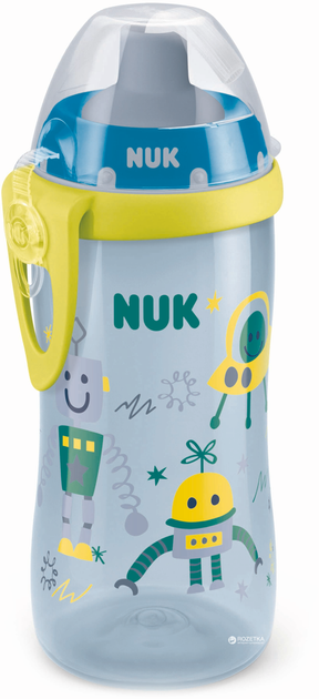 Kubek Nuk First Choice Flexi Cup z silikonową słomką 300 ml Turkusowo-żółty (4008600400448) - obraz 1