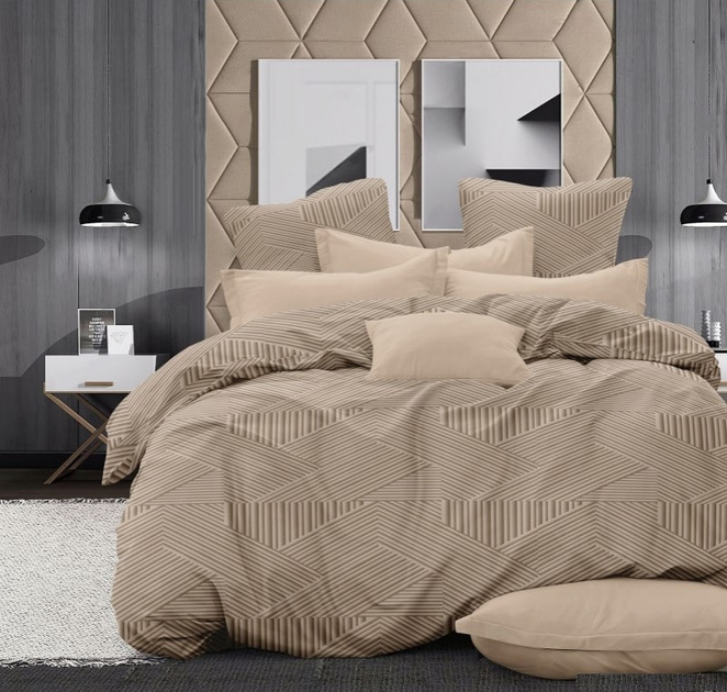 Акція на Комплект постільної білизни MirSon King Size 220х240 см 17-0630 Diamond Beige Бязь від Rozetka