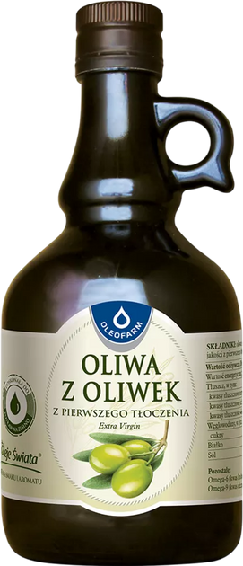 Oliwa z oliwek z pierwszego tłoczenia Oleofarm Extra Virgin 500 ml (5907078675152) - obraz 1