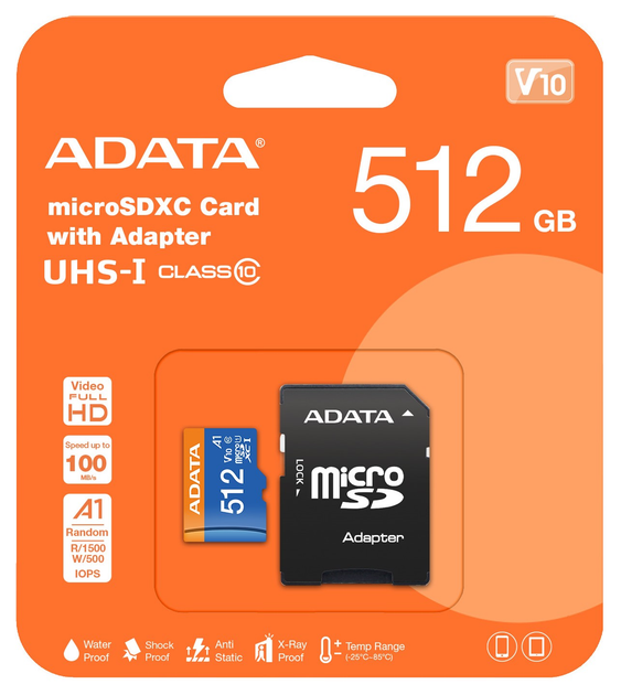 Карта памяти ADATA Premier MicroSDXC UHS-I 512GB (AUSDX512GUICL10A1-RA1) - изображение 3