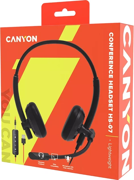 Zestaw słuchawkowy Canyon HS-07 PC Mic 3.5/USB Black (CNS-HS07B) - obraz 6