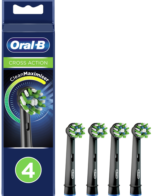 Насадки для електричної зубної щітки Oral-B Cross Action Чорні, 4 шт (4210201355854) - зображення 1
